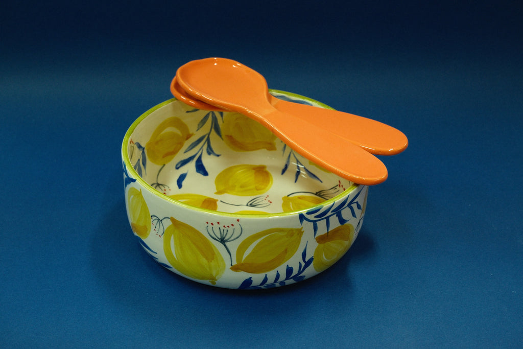 Salad bowl LEMONS with spoons