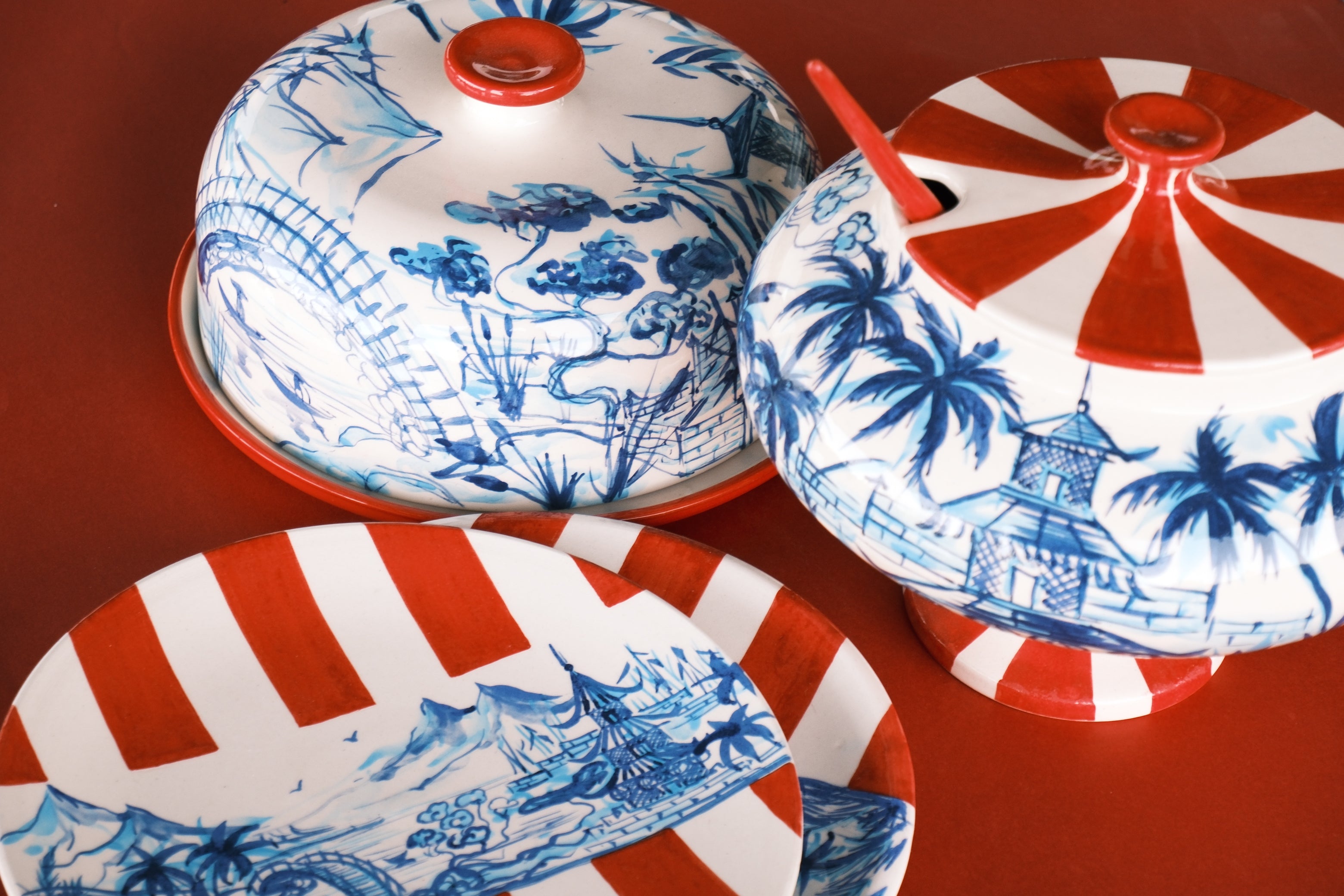 Dome platter CHINOISERIE