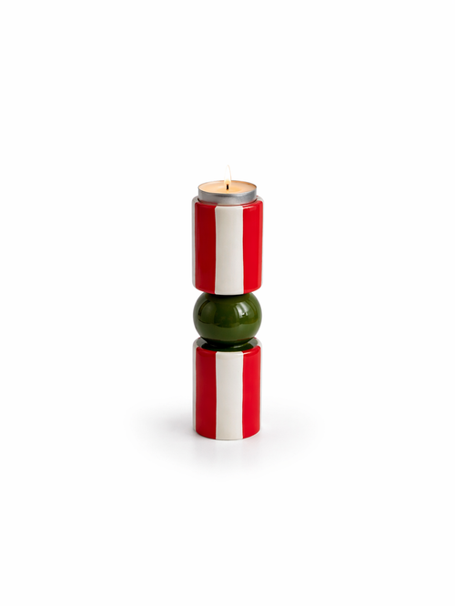 Candleholder RED STRIPES